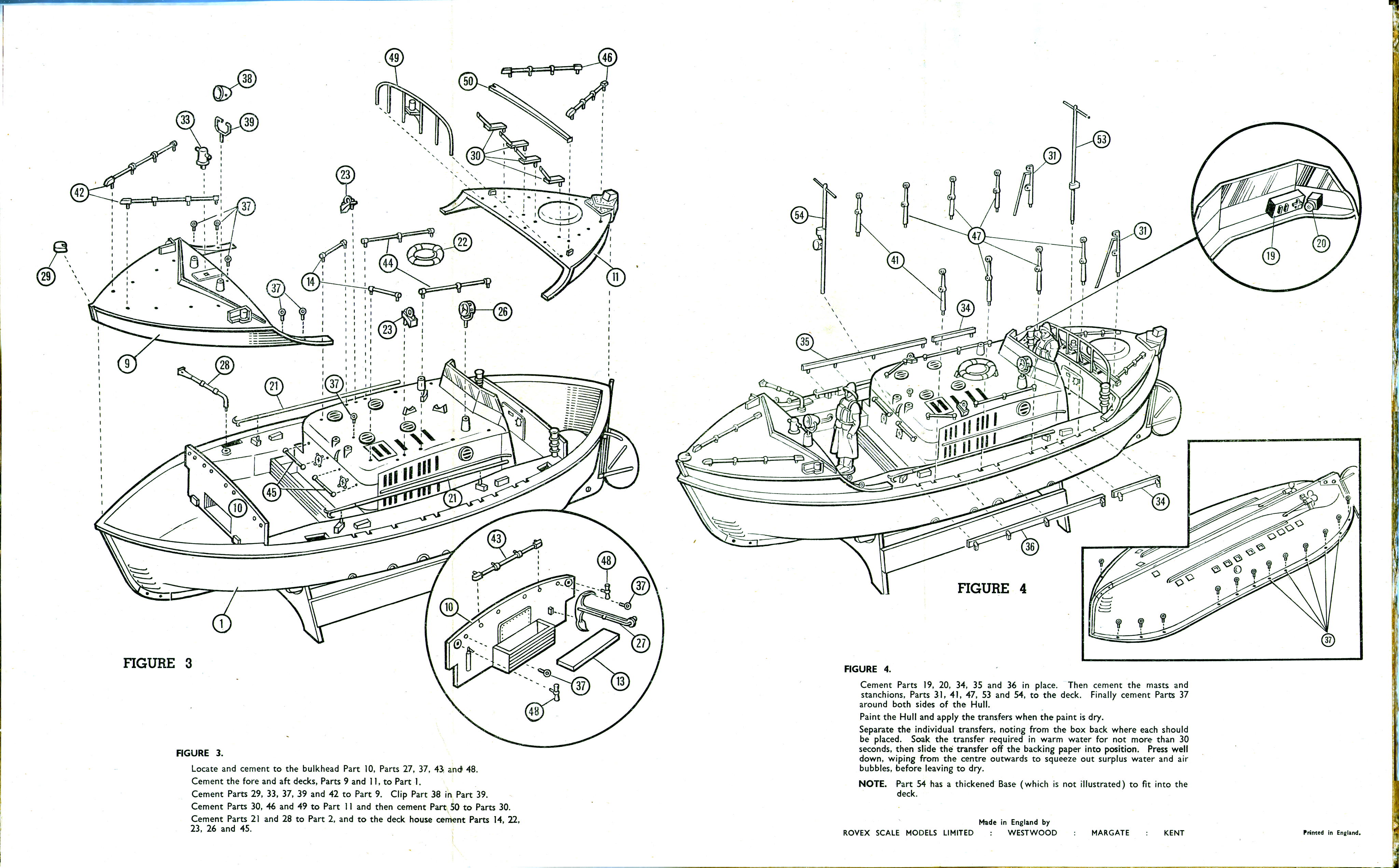 FROG F129 North Sea Lifeboat 37ft. Oakley self-rightning type RNLI lifeboat, Rovex, 1967, assembly instructions list 1